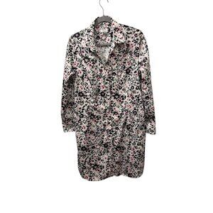 Untuckit Womens Floral Button-Down Dress With Waist Tie Pink/Black/White Size 12